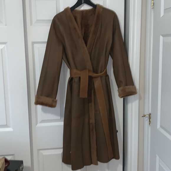 Vince NWT Real Shearling Reversible Belted Long Coat - Picture 9 of 15